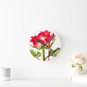 Horloge Ronde Tea hybride Rose aquarelle moderne fleurie art (Maison)