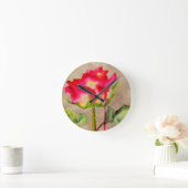 Horloge Ronde Tea hybride Rose aquarelle moderne fleurie art (Maison)