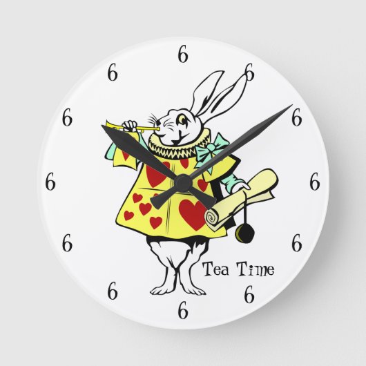 Horloge Ronde Tea Time White Rabbit (Recto)