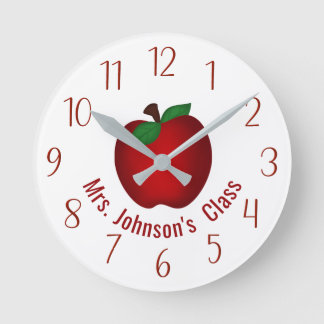Horloge Ronde Teacher Apple Personalized Round Clock