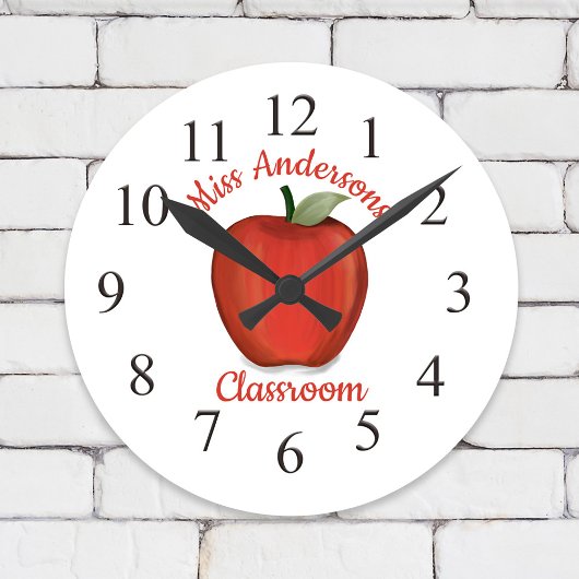 Horloge Ronde Teacher Apple Whimsical School classe