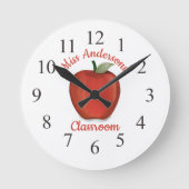 Horloge Ronde Teacher Apple Whimsical School classe (Recto)