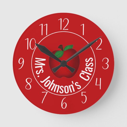Horloge Ronde Teacher Red Apple Personalized Round Clock (Recto)