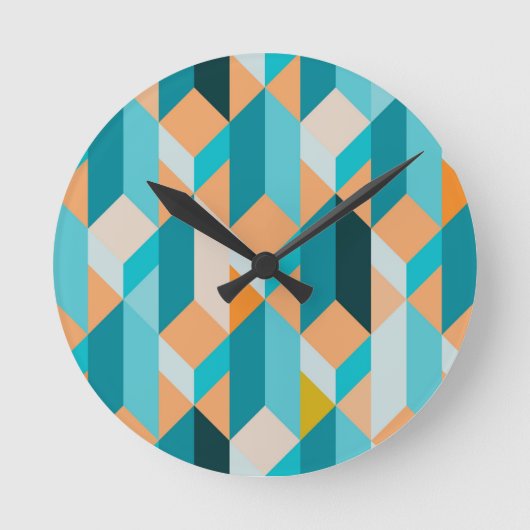 Horloge Ronde Teal And Orange Shapes Pattern (Recto)