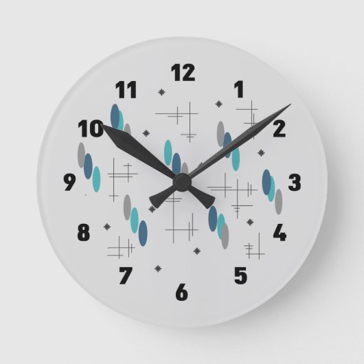 Horloge Ronde Teal Ovals et Starbursts (Recto)