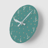 Horloge Ronde Teal & Rose Gold Pink Glittery Stars Starry  (Angle)