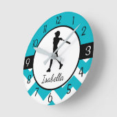 Horloge Ronde Teal Softball Wall Clock (Angle)
