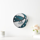Horloge Ronde teal white girrboys (Maison)