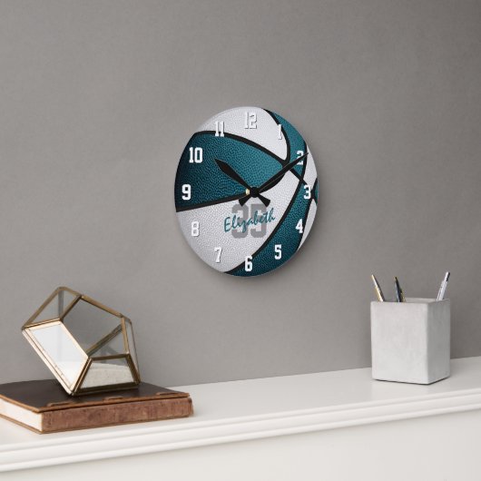Horloge Ronde teal white girrboys (Bureau)