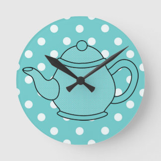 Horloge Ronde Teapot Pointe Polka