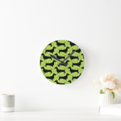 Horloge Ronde Teckels verts de polka (Maison)