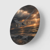 Horloge Ronde Tempête - Eaux Profondes (Angle)