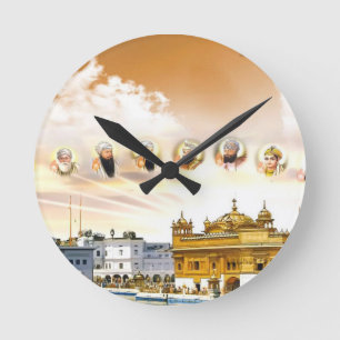 HORLOGE RONDE TEMPLE D'OR AVEC LES GOUROUS SIKHS