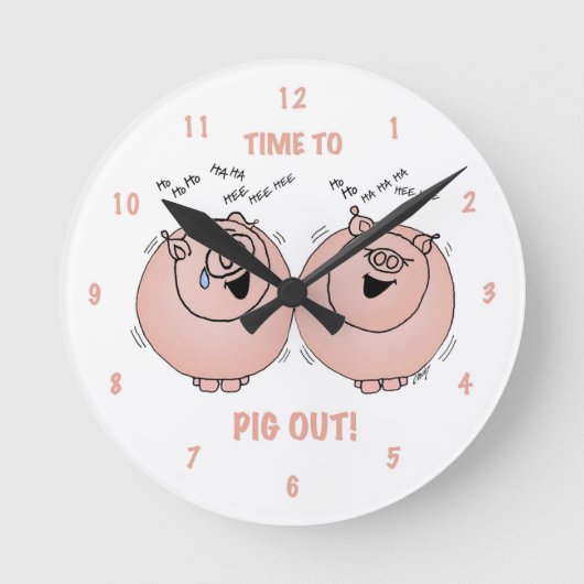Horloge Ronde Temps à pig out ! Cartoon pigs clock. (Recto)