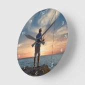 Horloge Ronde Temps de pêche (Angle)