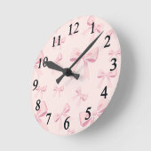 Horloge Ronde Tendances Nœuds Rose Coquette Chambre Nurserie (Angle)