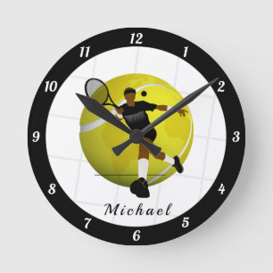 Horloge Ronde Tennis Silhouette Illustration Sport Nom