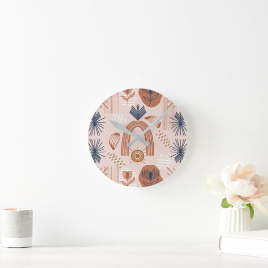 Horloge Ronde Terracotta Sunrise : Harmonie Bohème, Rose Poudré (Maison)