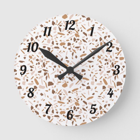 Horloge Ronde Terrazzo Brown et Beige et White (Recto)