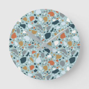 Horloge Ronde Terrazzo En Bleu
