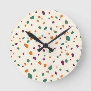 Horloge Ronde Terrazzo multicolore à motif de galets organiques