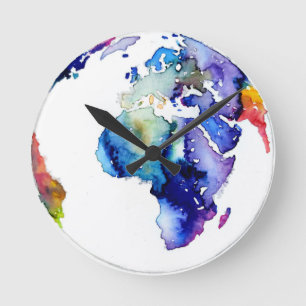 Horloge Ronde Terre colorée