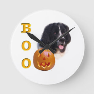 Horloge Ronde Terre-Neuve Landseer Halloween Boo
