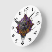 Horloge Ronde Tête Alien - violet (Angle)