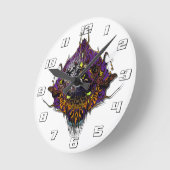 Horloge Ronde Tête Alien - violet (Angle)