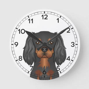 Horloge Ronde Tête de chien Cavalier King Charles Spaniel noir e