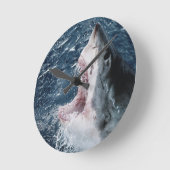 Horloge Ronde Tête de grand requin blanc (Angle)