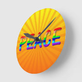 Horloge Ronde texte de paix (Angle)