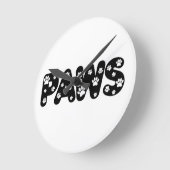 Horloge Ronde Texte personnalisé des pattes de chien (Angle)