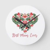 Horloge Ronde Texte personnalisé du script de la meilleure maman (Recto)