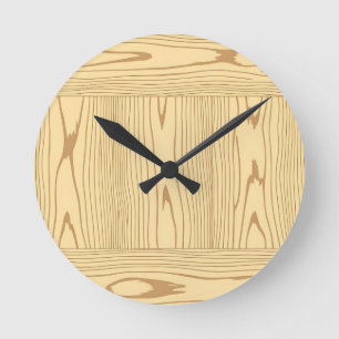 Horloge Ronde Texture de grain de bois de chêne clair minimalist