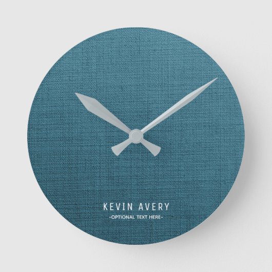 Horloge Ronde Texture de lin bleu personnalisée (Recto)