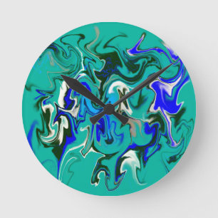 Horloge Ronde texture de marbre turquoise