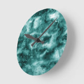 Horloge Ronde Texture de marbre vert foncé (Angle)