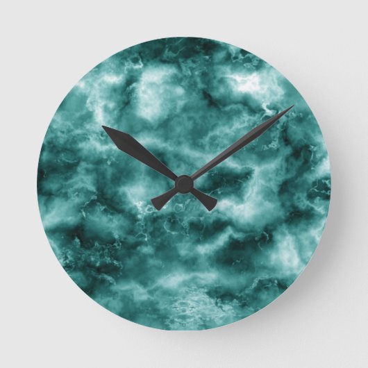 Horloge Ronde Texture de marbre vert foncé (Recto)