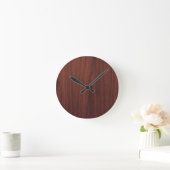 Horloge Ronde Texture en bois d'acajou (Maison)