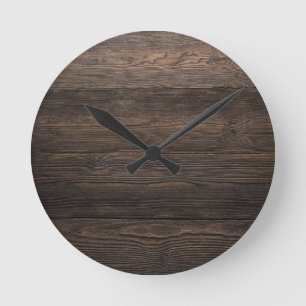 Horloge Ronde Texture EN BOIS rustique de REGARD de brun foncé