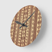 Horloge Ronde Texture ethnique Brown (Angle)