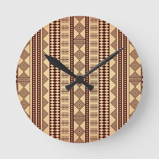 Horloge Ronde Texture ethnique Brown (Recto)