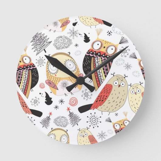 Horloge Ronde Texture funny owl (Recto)