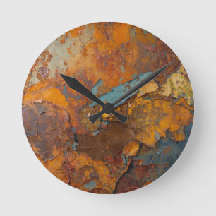 Horloge Ronde Texture industrielle patine acier rouillé vintage