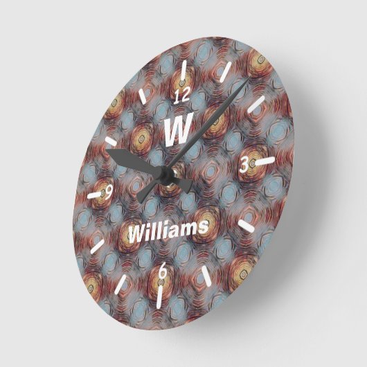 Horloge Ronde Textured Stone Abstract Modern Pattern monogram (Angle)