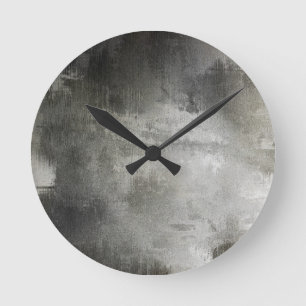 Horloge Ronde texturisé noir et blanc grunge abstrait d'art