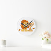 Horloge Ronde The Kiss : Cute Cartoon Lion Couple Wall Clock (Maison)