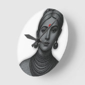 Horloge Ronde The Royal Gaze - Indian Queen Line Art (Angle)