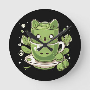 Horloge Ronde thé vert matcha